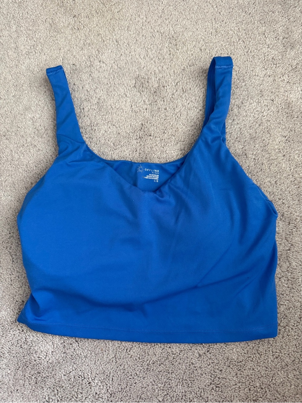 Aerie Real Me Longline colbalt blue scoop-back sports bra